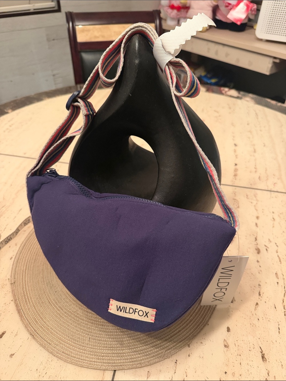 NWT Wildfox Indigo Crossbody Sling Bag with Multicolor Striped Strap